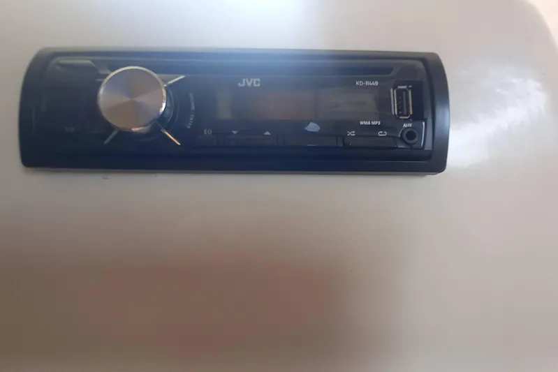 Dreamteam Yacht Photos Pics JVC car stereo system in a 1993 Fountaine Pajot Antigua 37 yacht.