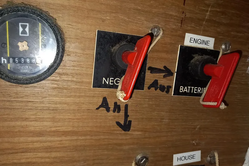 Dreamteam Yacht Photos Pics Control panel of 1993 Fountaine Pajot Antigua 37 with switches and hour meter.