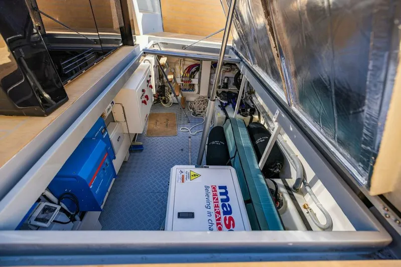  Yacht Photos Pics Engine room of 2024 Rio Yachts Daytona 50, featuring generator and equipment.