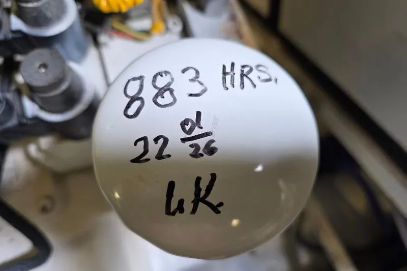 Blue Bird Yacht Photos Pics Engine component with handwritten notes, Neptunus Flybridge MY 2008.