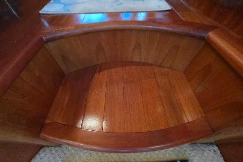 Blue Bird Yacht Photos Pics Polished wooden interior of 2008 Neptunus Flybridge MY yacht.