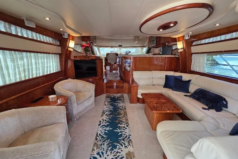 Blue Bird Yacht Photos Pics Luxurious interior of 2008 Neptunus Flybridge MY yacht with elegant seating and decor.