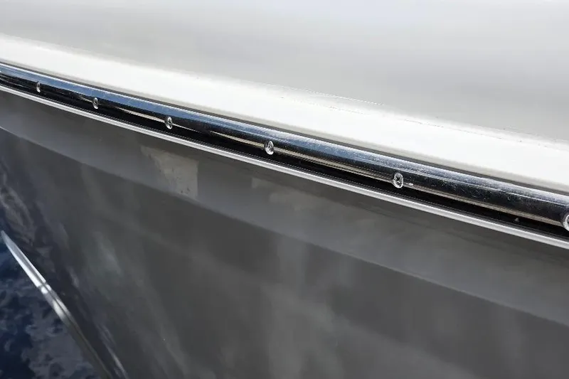 Blue Bird Yacht Photos Pics Close-up of 2008 Neptunus Flybridge MY yacht's sleek exterior detail.