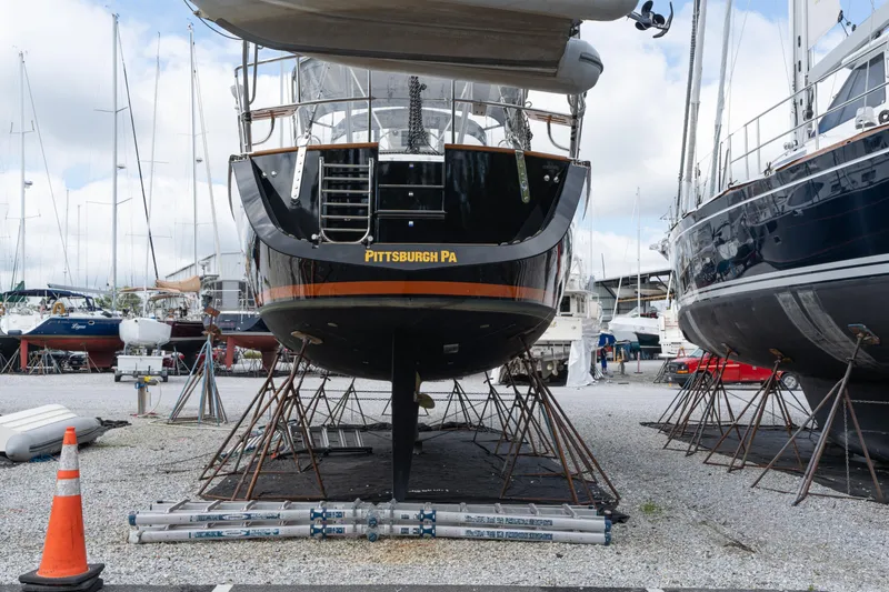 Solitude Yacht Photos Pics 2018 Passport Vista 545 Center Cockpit sailboat in dry dock, Pittsburgh PA.