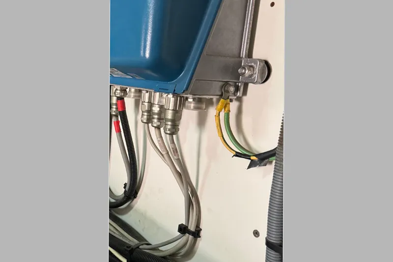  Yacht Photos Pics Electrical wiring and connections in a 2004 Princess V65 yacht.