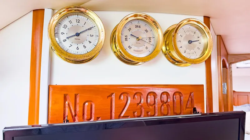 4750fr Yacht Photos Pics Interior of 2012 MJM 40z Downeast with brass instruments and wooden panel number 1239804.