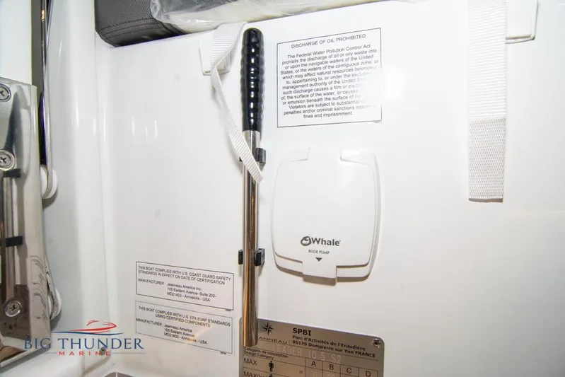  Yacht Photos Pics Interior view of a 2022 Jeanneau Leader 10.5 boat featuring a Whale bilge pump.