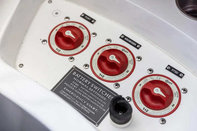 Cobalt Yacht Photos Pics Battery switches panel on a 2008 Cobalt 303 boat.