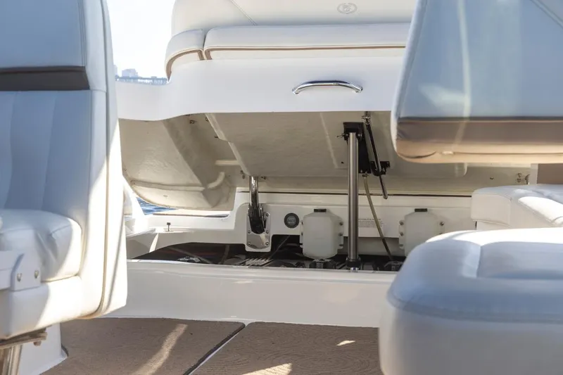 Cobalt Yacht Photos Pics 2008 Cobalt 303 boat interior with open storage compartment.