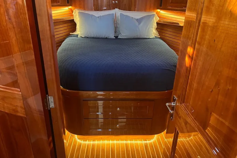 Cassidy Yacht Photos Pics Luxurious cabin interior of 2013 Hinckley Talaria 48 MY yacht with elegant wood finish.