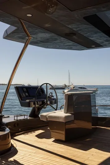 2026 Moon 60 Sail New Yacht Photos Pics Helm of 2026 Moon 60 Sail yacht with ocean view and modern design.