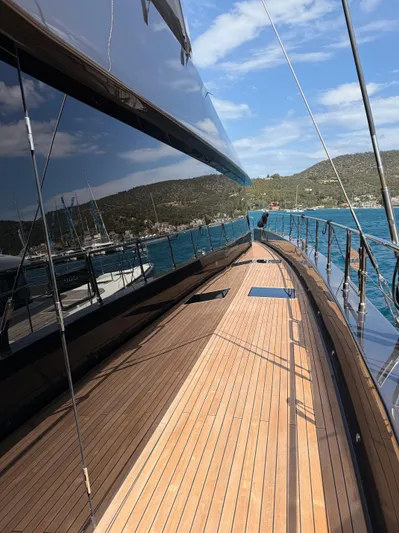 2026 Moon 60 Sail New Yacht Photos Pics Luxurious 2026 Moon 60 Sail yacht deck with sleek design and ocean view.