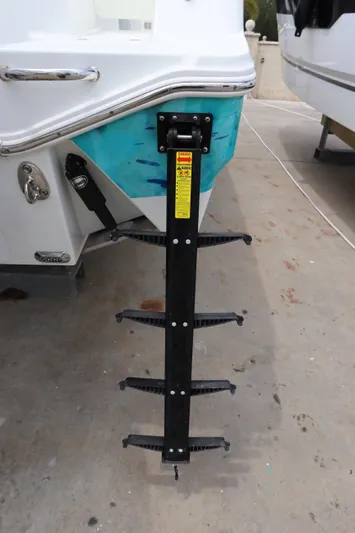  Yacht Photos Pics 2020 Wellcraft 302 Fisherman boat with a mounted boarding ladder.