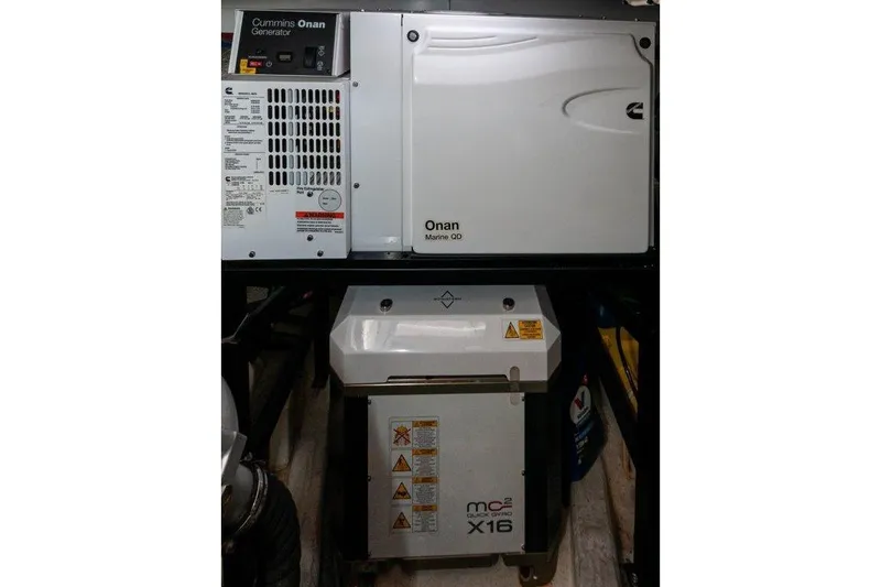 Steel Dreamin Yacht Photos Pics Cummins Onan generator and Quick Gyro X16 in Greenline 45 Fly yacht, 2022 model.