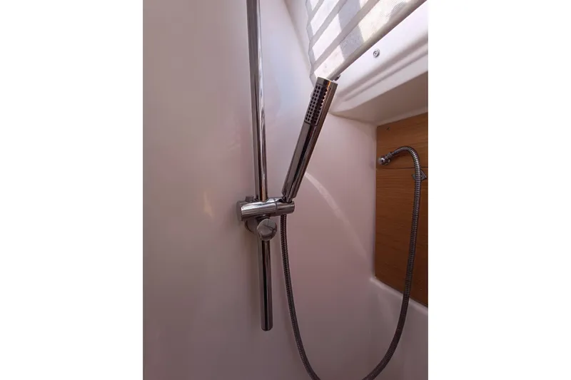  Yacht Photos Pics Modern shower fixture in 2020 Dufour 430 yacht bathroom.