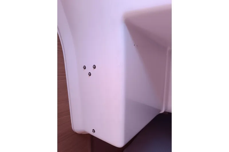  Yacht Photos Pics Interior detail of a 2020 Dufour 430 yacht, featuring sleek white paneling.