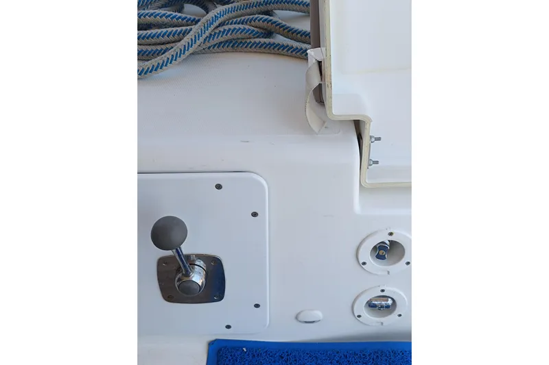  Yacht Photos Pics Control panel of a 2020 Dufour 430 yacht with ropes and levers.