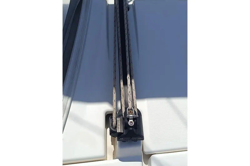  Yacht Photos Pics Close-up of Dufour 430 sailboat deck rigging, 2020 model.
