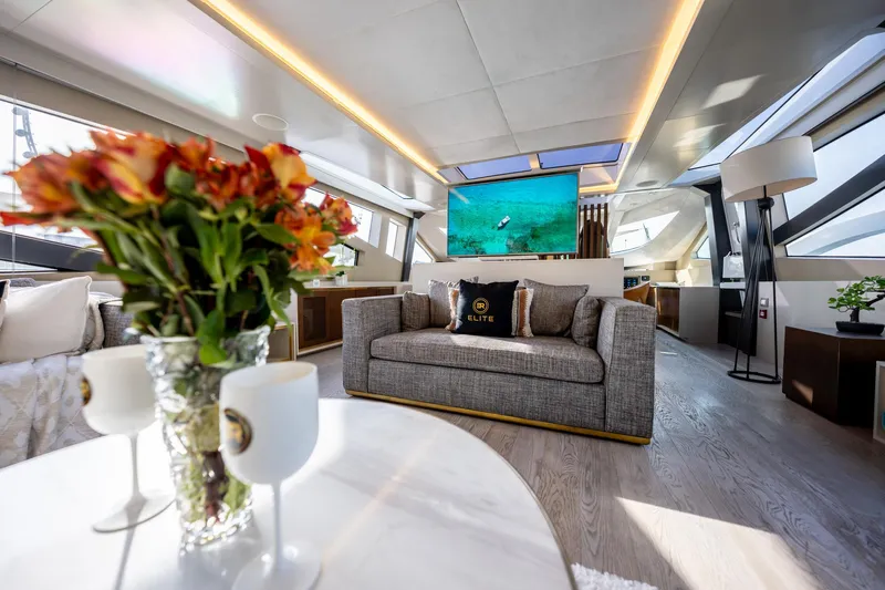  Yacht Photos Pics Luxurious interior of 2016 Numarine 105HT yacht with elegant decor and modern furnishings.