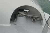 Rope coiled on a winch inside a Custom VSV boat, 2007 model.