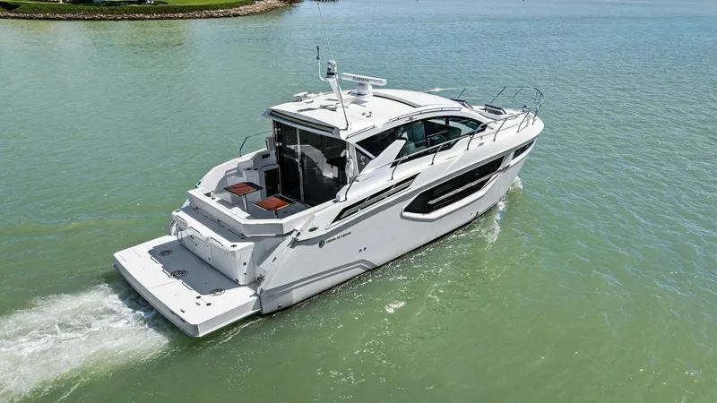 Bradventures Yacht Photos Pics 2023 Cruisers Yachts 42 Cantius cruising on calm waters.