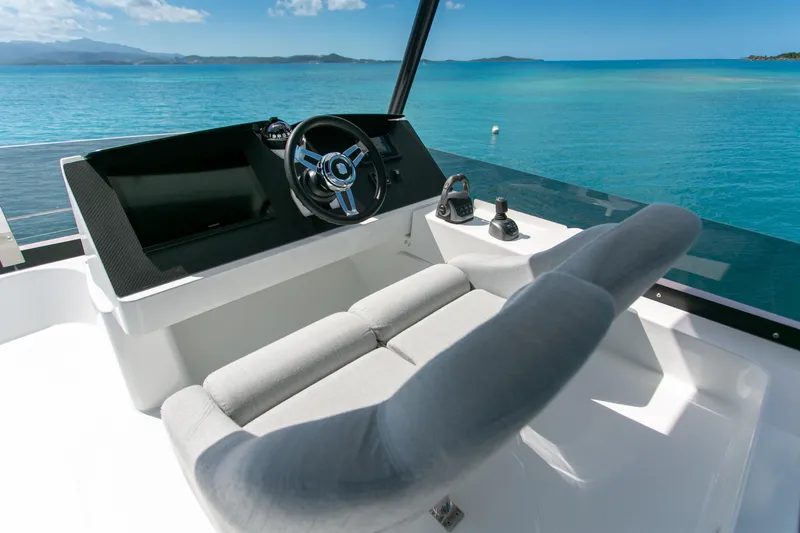 Just The Tip Yacht Photos Pics Helm of 2020 Fountaine Pajot MY 40 yacht with ocean view.