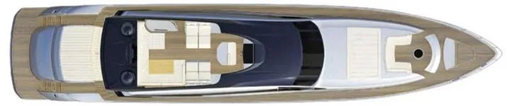  Yacht Photos Pics Top view of a 2013 Pershing 108 luxury yacht layout.