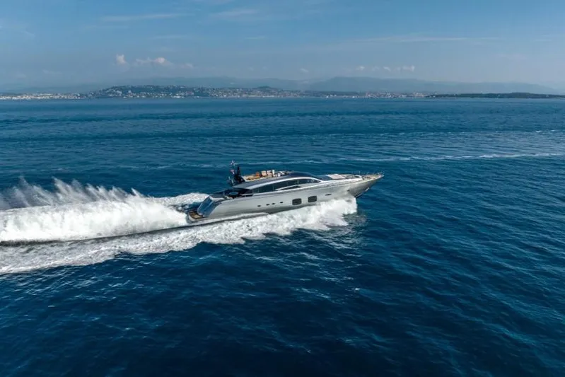  Yacht Photos Pics Luxury Pershing 108 yacht cruising on open sea, 2013 model.