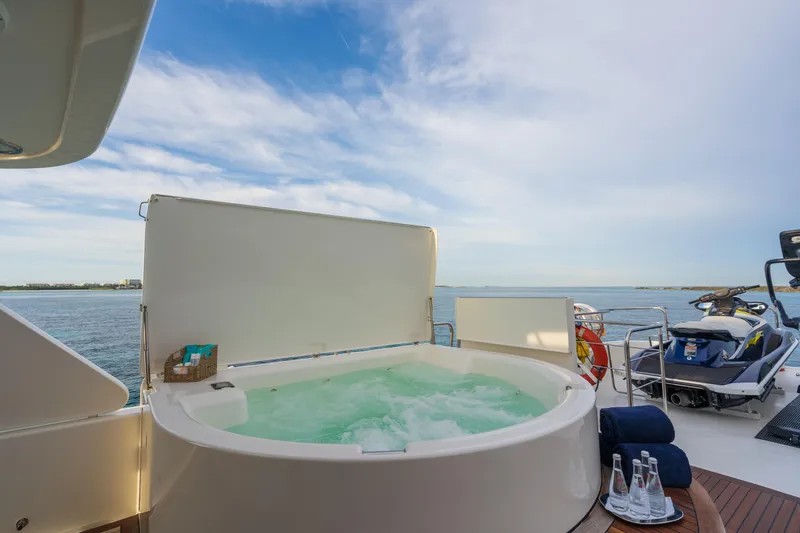 Avalina Yacht Photos Pics Luxury yacht hot tub with ocean view on 2003 Westport model.