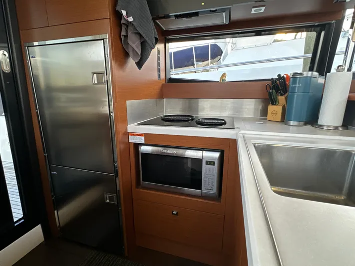  Yacht Photos Pics Modern kitchen in 2015 Prestige 500 S yacht with stainless steel appliances.