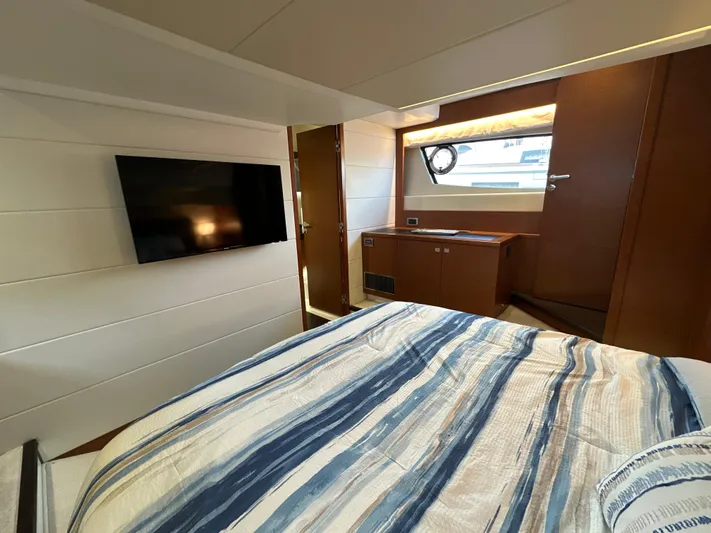  Yacht Photos Pics Luxurious cabin interior of 2015 Prestige 500 S yacht with modern amenities.