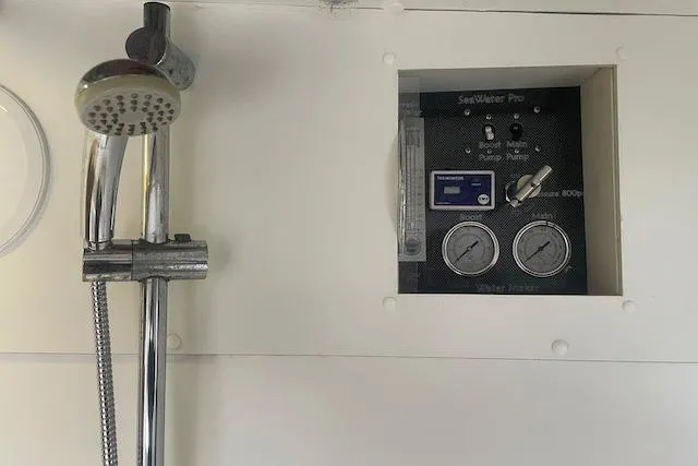 Buzio Yacht Photos Pics Shower and control panel on 2014 Lagoon 380 S2 yacht.