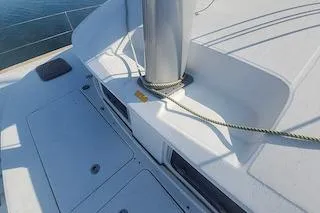 Buzio Yacht Photos Pics 2014 Lagoon 380 S2 yacht deck with mast and rope details.