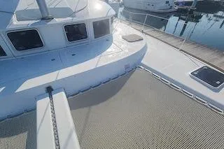 Buzio Yacht Photos Pics 2014 Lagoon 380 S2 catamaran deck view at marina.