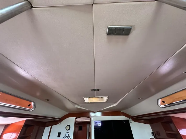 Blue Yacht Photos Pics Interior ceiling of a 2006 Hanse 461 yacht, featuring modern design elements.