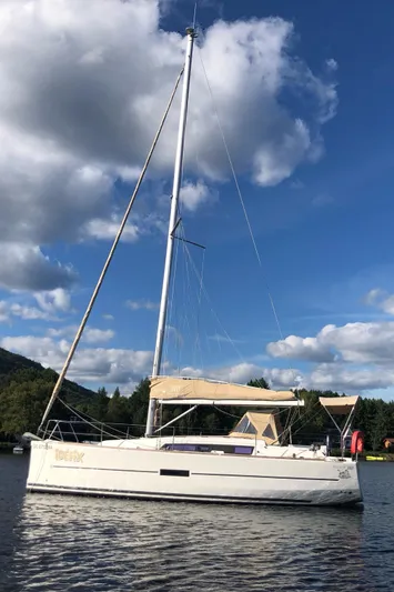  Yacht Photos Pics Sailboat Dufour 310 Grand Large 2015 on calm water.