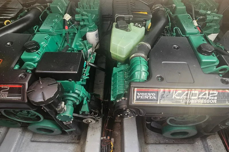  Yacht Photos Pics Twin Volvo Penta KAD42 engines in a 1993 Princess 366 Riviera boat.