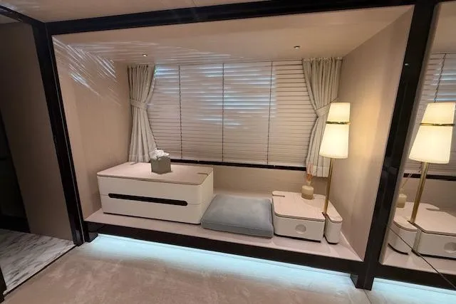  Yacht Photos Pics Luxurious interior of 2022 Azimut GRANDE 25 METRI yacht with elegant furnishings and soft lighting.