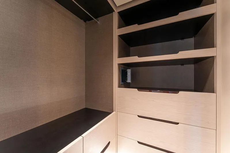  Yacht Photos Pics Luxurious wooden cabinetry in 2022 Azimut GRANDE 25 METRI yacht interior.