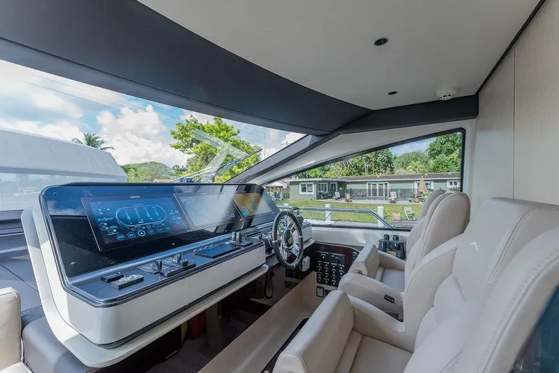  Yacht Photos Pics Luxurious 2022 Azimut GRANDE 25 METRI yacht cockpit with advanced navigation system.