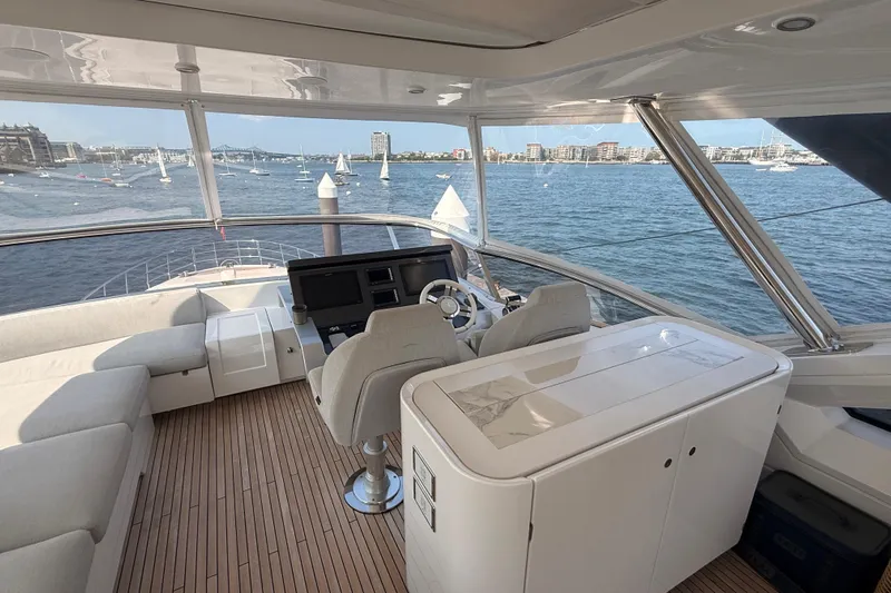  Yacht Photos Pics Luxurious interior of 2025 Azimut 25 Metri Grande yacht with scenic ocean view.