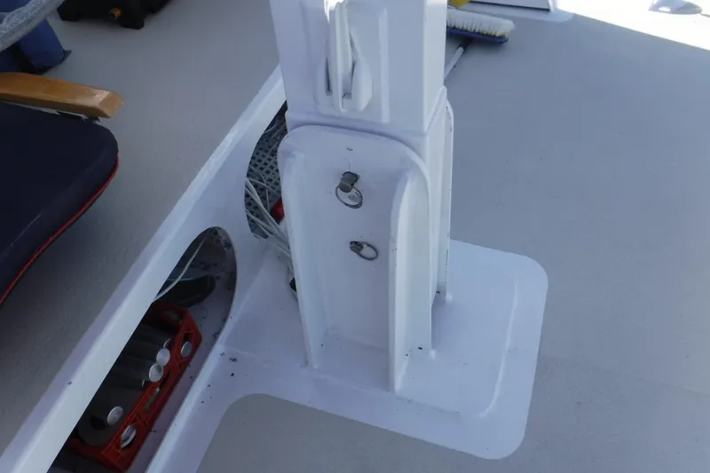  Yacht Photos Pics Deck area of 1999 Custom Jack Gilbert 50 Trawler with seating and storage.