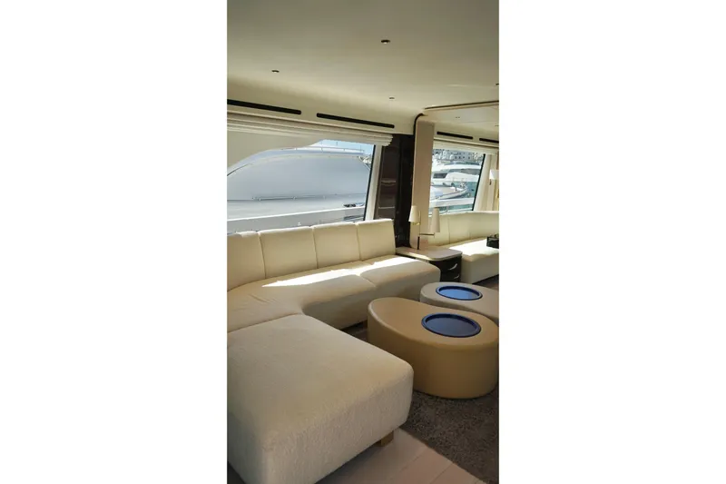  Yacht Photos Pics Luxurious interior of 2023 Azimut Fly 78 yacht with elegant seating and modern design.