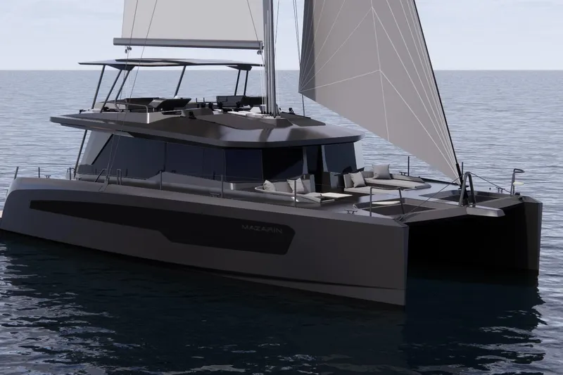 Iyacht / E-motion Italy Yacht Photos Pics 2025 Mazarin 55 Sail Catamaran with 400hp Yanmar engines, featuring Parallel Hybrid E-Motion technology.