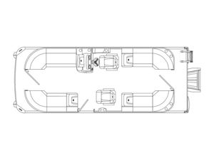Floor plan of 2025 Premier 220 Sunscape RF pontoon boat, showcasing seating and layout.