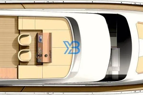 Casa Amigos Yacht Photos Pics Top view of 2010 Fairline Squadron yacht deck layout, featuring seating and control area.