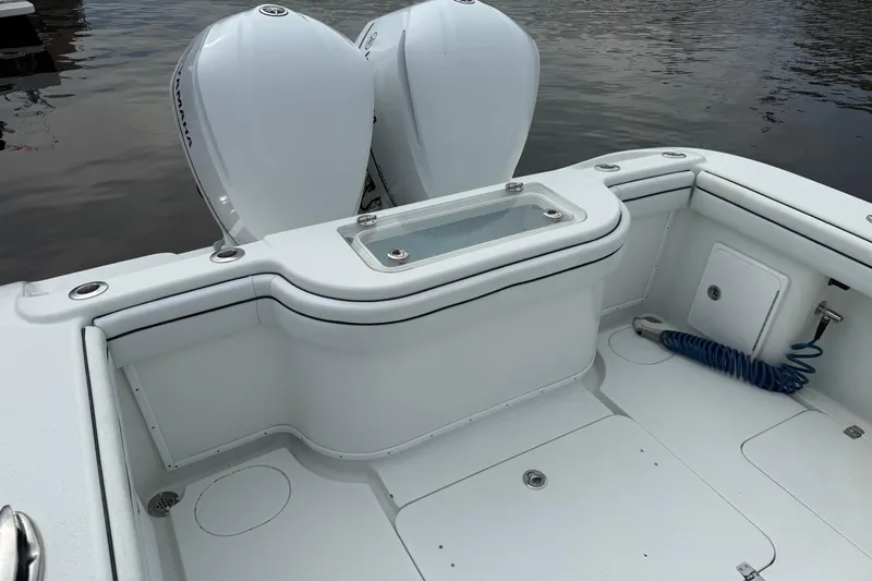  Yacht Photos Pics 2015 Yellowfin 32 boat with dual engines and spacious deck layout.