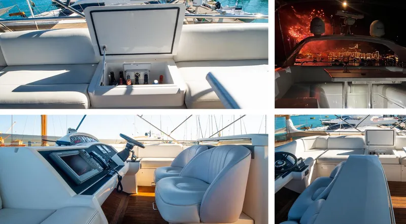  Yacht Photos Pics Luxurious 2010 Princess 62 Flybridge yacht interior with seating, helm, and ocean views.