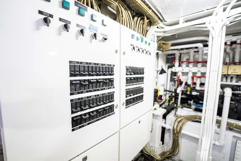 Seaeo Yacht Photos Pics Electrical control panel in a 1985 Lowland 68 Neth Ships engine room.