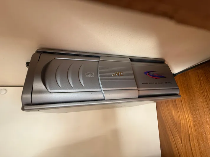 Real Therapy Yacht Photos Pics JVC 12-disc CD changer installed on a 2001 Mainship 390 Trawler boat.